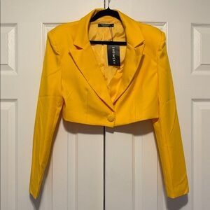 Yellow Cropped Blazer